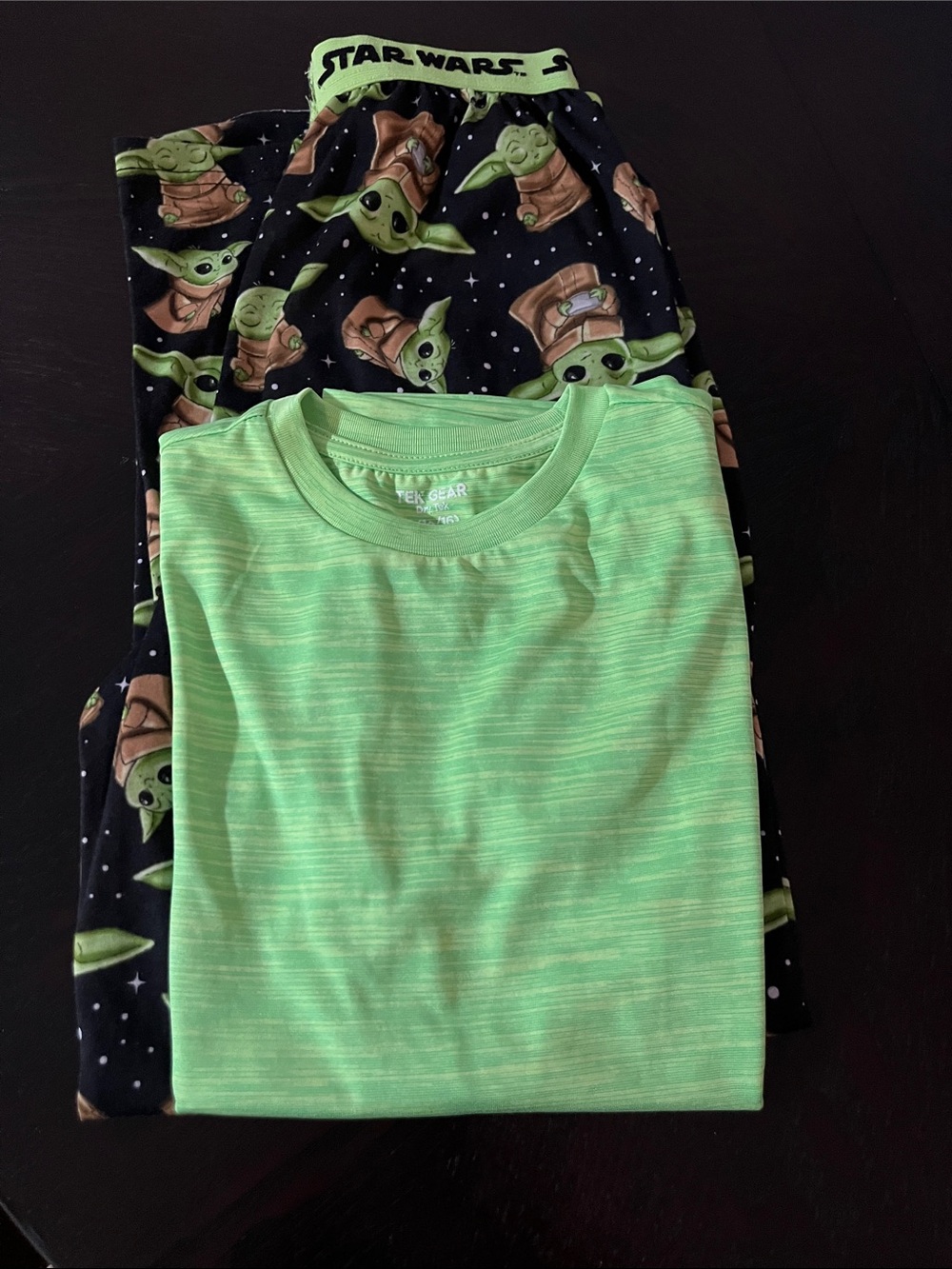 Star Wars Kids Pajama Set - Lime Green Top with Navy Grogu Print Pants